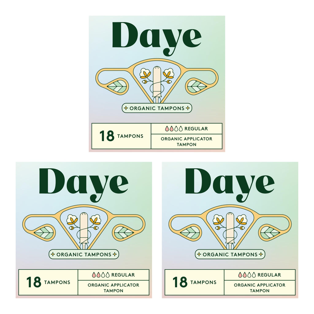 Daye Organic Tampons, 54 Ct, Metal-Tested, No-Shed Sleeve, Gamma Ray Sanitized (Regular, 54, Count)