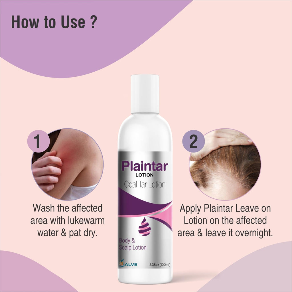 Plaintar Coal Tar Leave on Lotion/Reduces Scaling, Dryness & Itching/Coal Tar Lotion for Dandruff, Psoriasis & Seborrheic Dermat