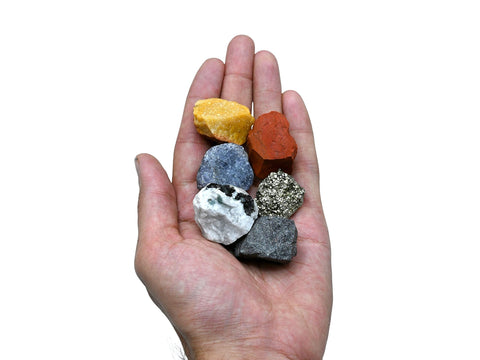 Crystals for New Beginnings Manifestation, Set of 6 Rainbow Moonstone, Iolite, Red Jasper, Hematite, Yellow Jasper and Pyrite He