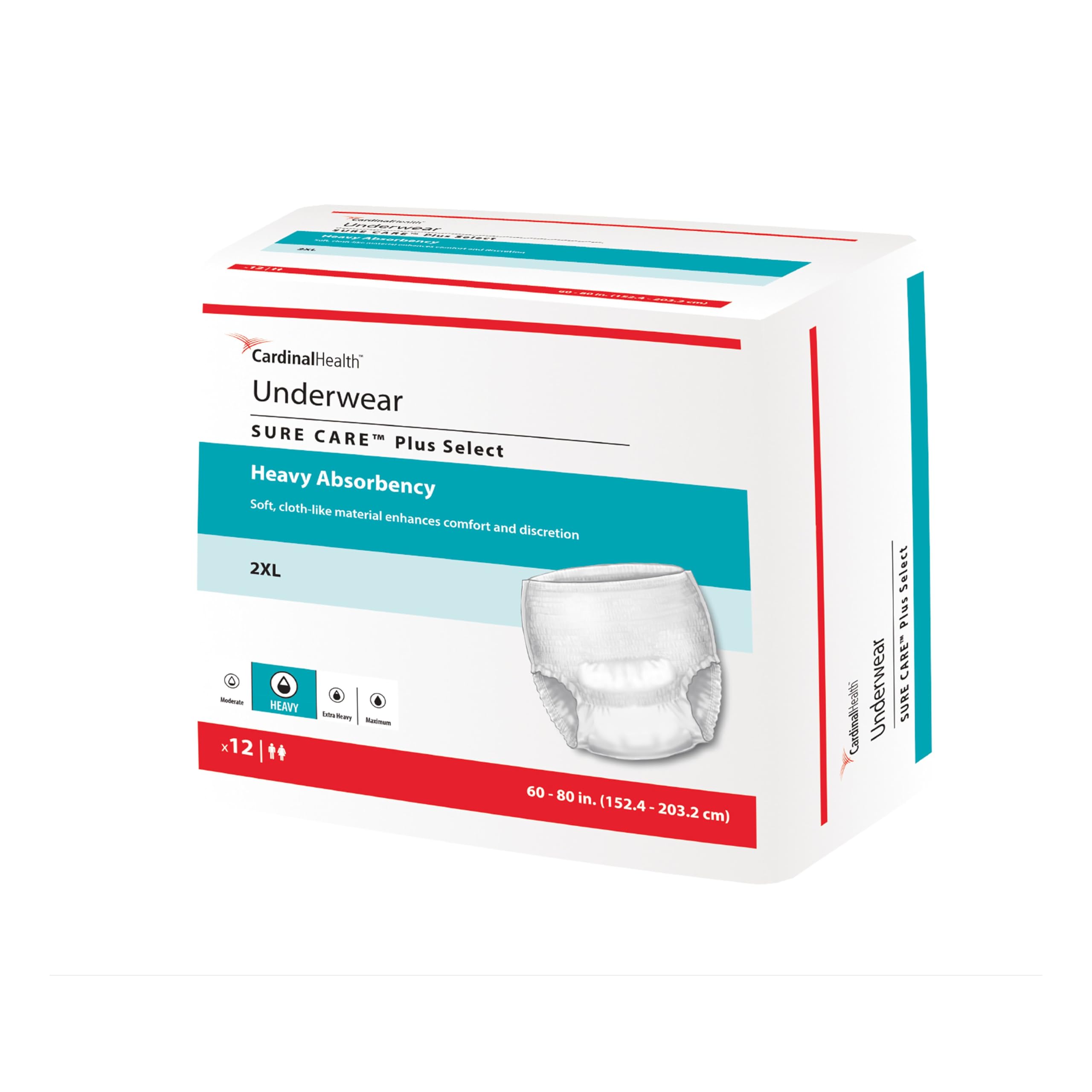 Sure Care Disposable Underwear Pull On with Tear Away Seams 2X-Large, 1560P, Plus Select, 48 Ct