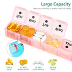 FHORAIN Monthly Pill Organizer 28 Day, 4 Weeks 1 Time a Day Pill Cases, Large Compartments Medicine Container for Vitamins, Fish