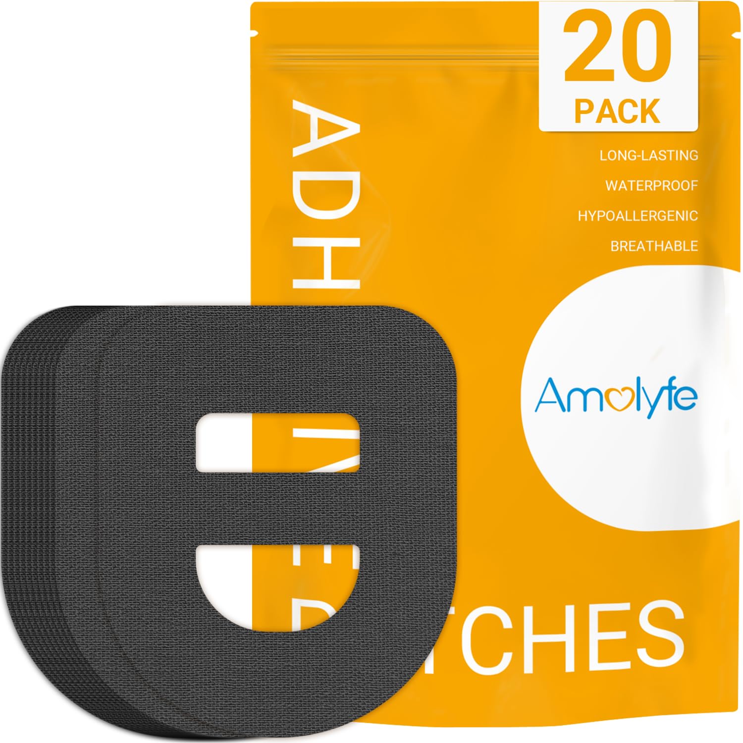 Omnipod 5 Overpatches, 20 Pack Amolyfe Omnipod 5 Adhesive Patches Waterproof with Stretchable Strap, Optimized Split Backing for