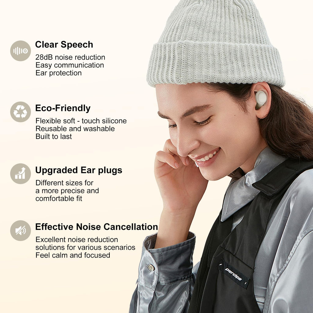 2 Noise Cancelling Ear Plugs, Beinkap Sleeping Earplugs with 12 Silicone Soft Reusable Ear Tips for Social Gatherings, Work, Sle