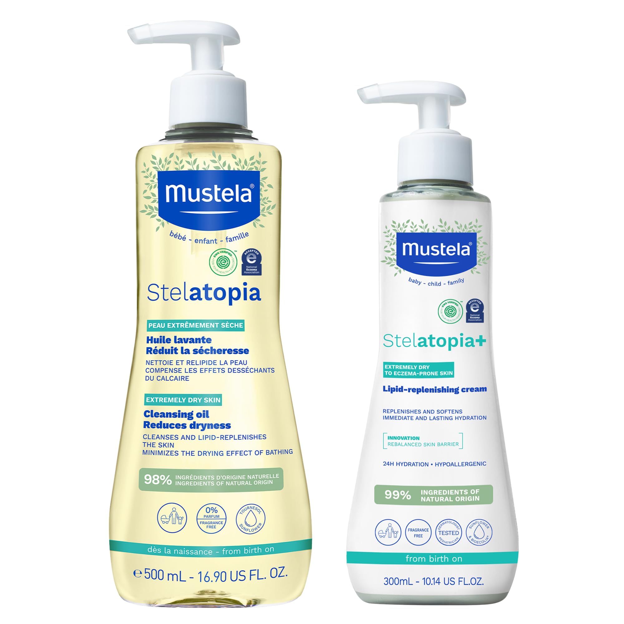 Mustela Stelatopia Eczema-Prone Skin Bath Time Gift Set - Family Skin Care Essentials - Natural Avocado & Sunflower Oil - EWG Ve