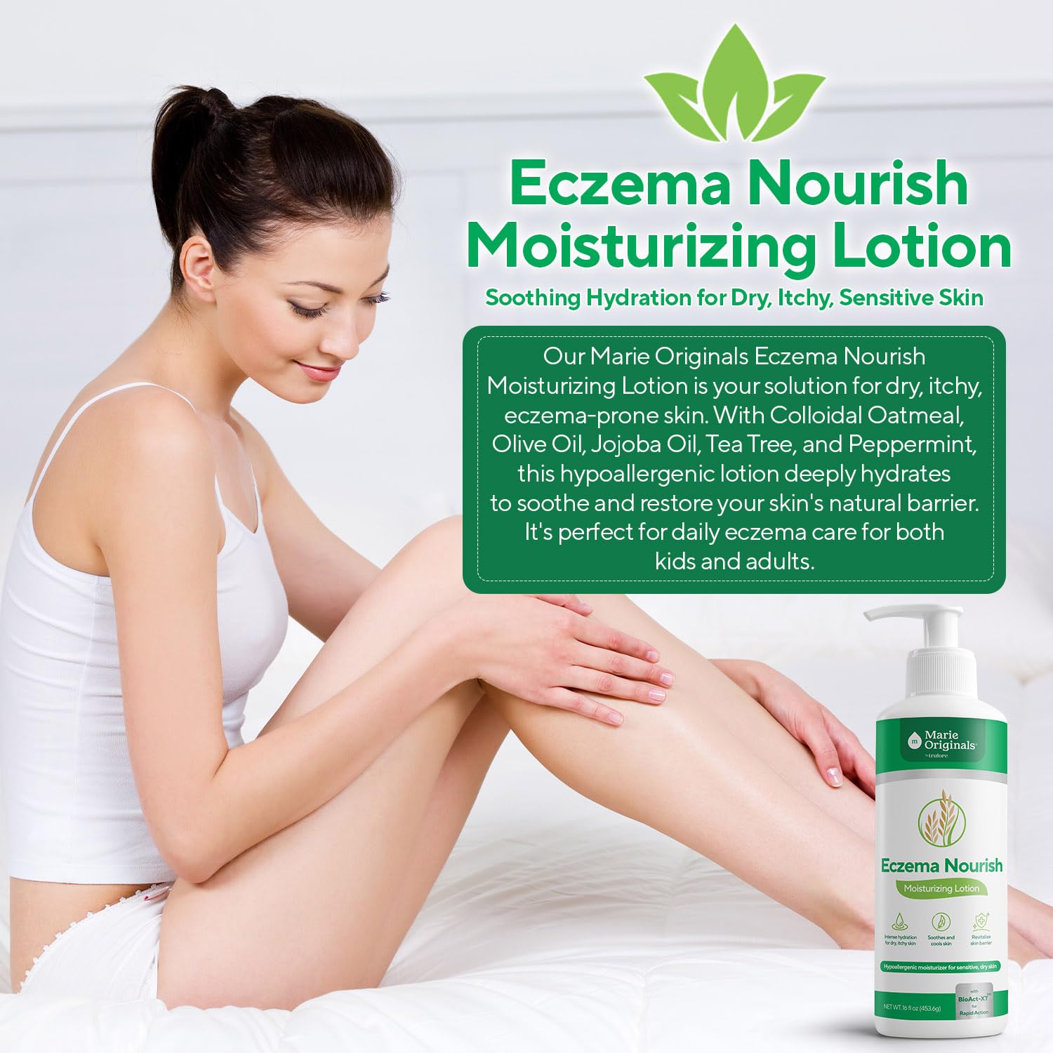 Marie Originals Eczema Nourish Moisturizing Lotion for Dry, Itchy, Sensitive Skin Relief- Hypoallergenic Formula with Colloidal