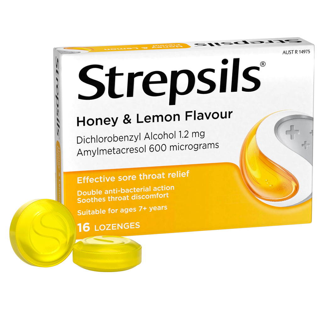 Strepsils Throat Lozenges Soothing Honey & Lemon 16 Pack