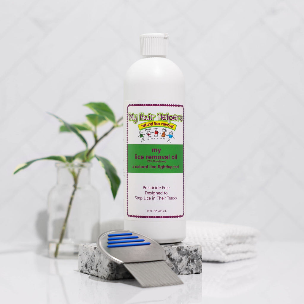 My Hair Helpers Dimethicone Oil for Lice and Nits, Traps Bugs and Their Eggs, 16 fl Ounces, Works on 2-3 Kids