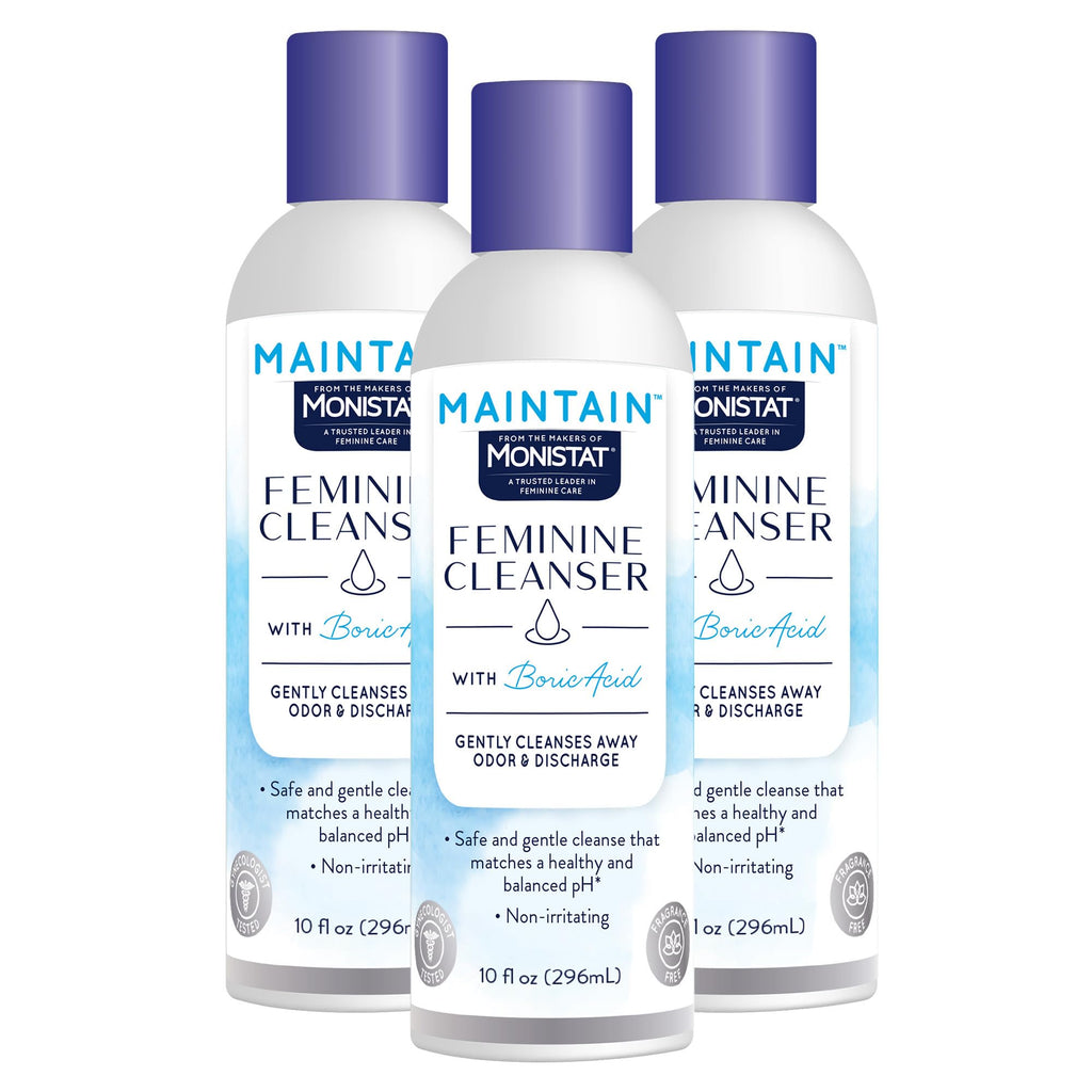 Monistat Boric Acid Feminine Cleanser, Fragrance Free Feminine Wash, 10 Fl Oz, 3 Pack