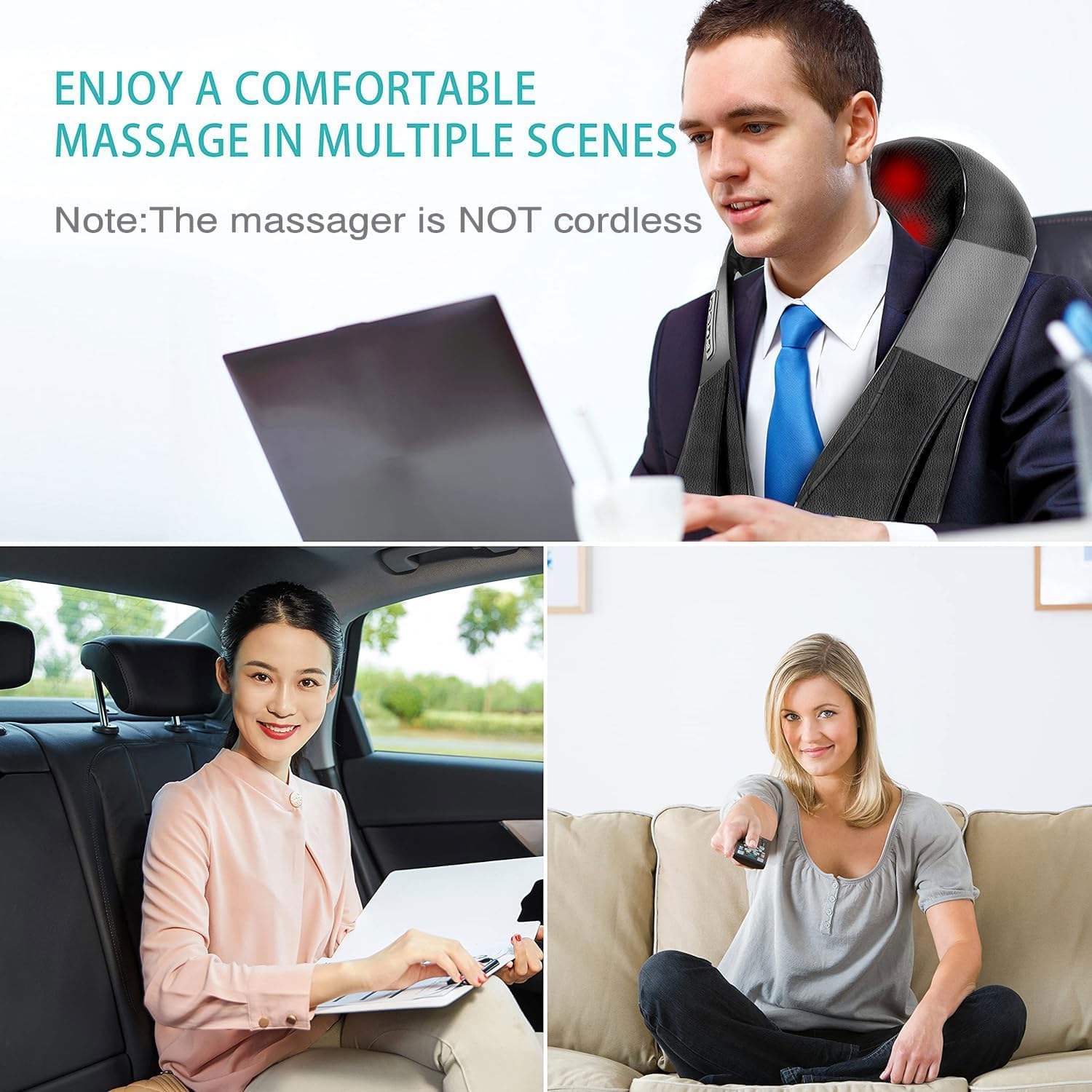 AERLANG Shiatsu Back and Neck Massager, Back Massager Deep Tissue Kneading Neck and Shoulder Massage with Heat, Electric Massage