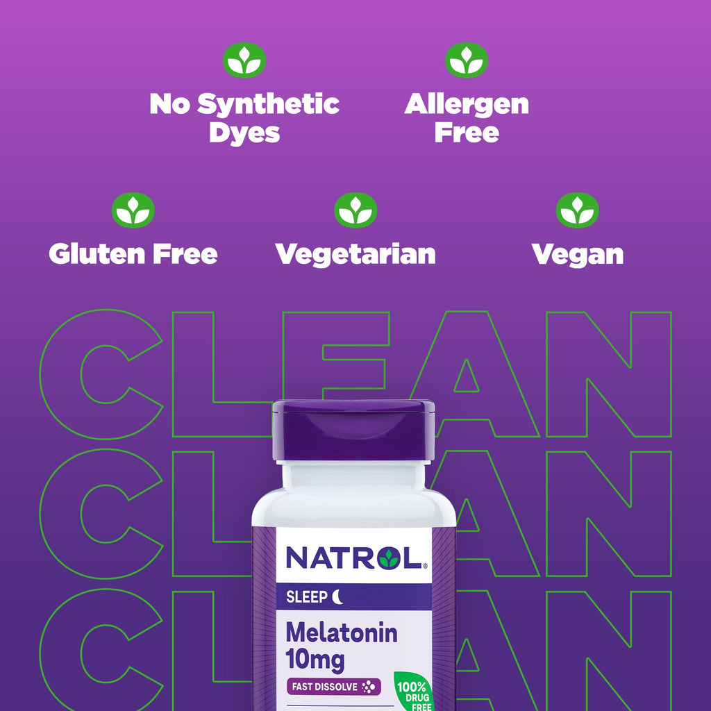 Natrol Melatonin Sleep Maximum Strength fast dissolve Strawberry flavor 10 mg 60 Tablets (Pack of 3)