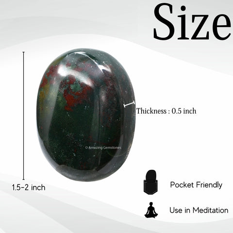 Bloodstone Crystals and Healing Stones - Large Palm Stone Crystals Piedra - Crystal for Good Luck, Balanced Positive Energy, Med
