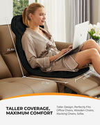 CooCoCo Back Massager with Heat, 8 Vibrating Motors Massage Chair Pad with 2 Heating Levels, Massage Seat Cushion with Auto Shut