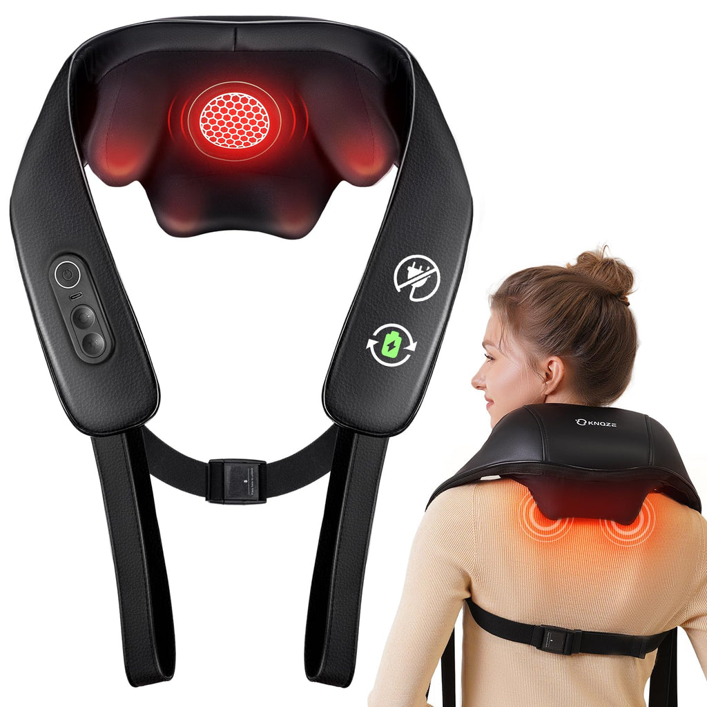 KNQZE Neck and Shoulder Massager, Cordless Back and Neck Massager, Upgraded Graphene Heating, FSA HSA Eligible, 4D Shiatsu Deep 