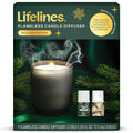 Lifelines Flameless Candle Diffuser - Winter Edition Gift Set - Aromatherapy Essential Oil Diffuser with 2 Holiday ClickWick Ble
