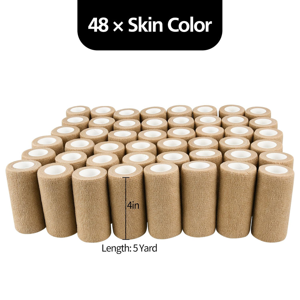 48pcs Self Adhesive Bandage Wraps, 4in 5 Yards, Skin Color (4 Inch, 48 Pack Skin Color)