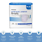 McKesson Ultra Plus Stretch Briefs, [80 Count], M/R, 32-54 in. Incontinence Adult Diapers, Heavy Absorbency, Unisex, Disposable,