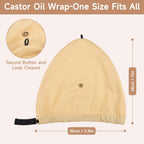 Castor Oil Pack Wrap Overnight Hair Wrap for Sleep Organic Cotton Reusable Hair Cap Cover for Treatment of Thinning, Balding, Dr