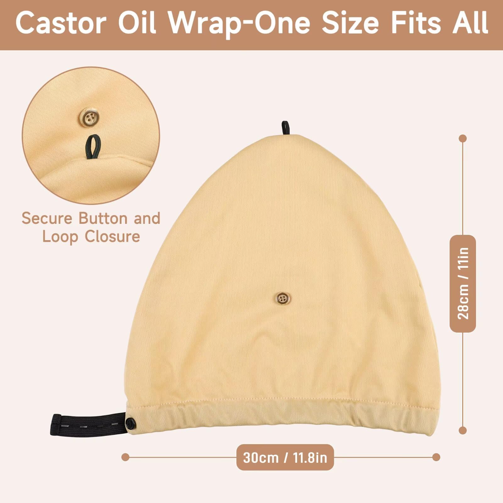 Castor Oil Pack Wrap Overnight Hair Wrap for Sleep Organic Cotton Reusable Hair Cap Cover for Treatment of Thinning, Balding, Dr