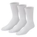 3 Pairs of Premium Cotton Loose Top Diabetic Neuropathy Crew Socks (9-11, White)