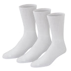 3 Pairs of Premium Cotton Loose Top Diabetic Neuropathy Crew Socks (9-11, White)