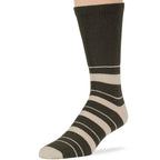 7BigStars Men's Diabetic Seamless Cotton Crew Socks - 5 Pack Big Tall - Stripe Pattern - Sock Size 13-15 Shoe Size 12-15 XL Burg