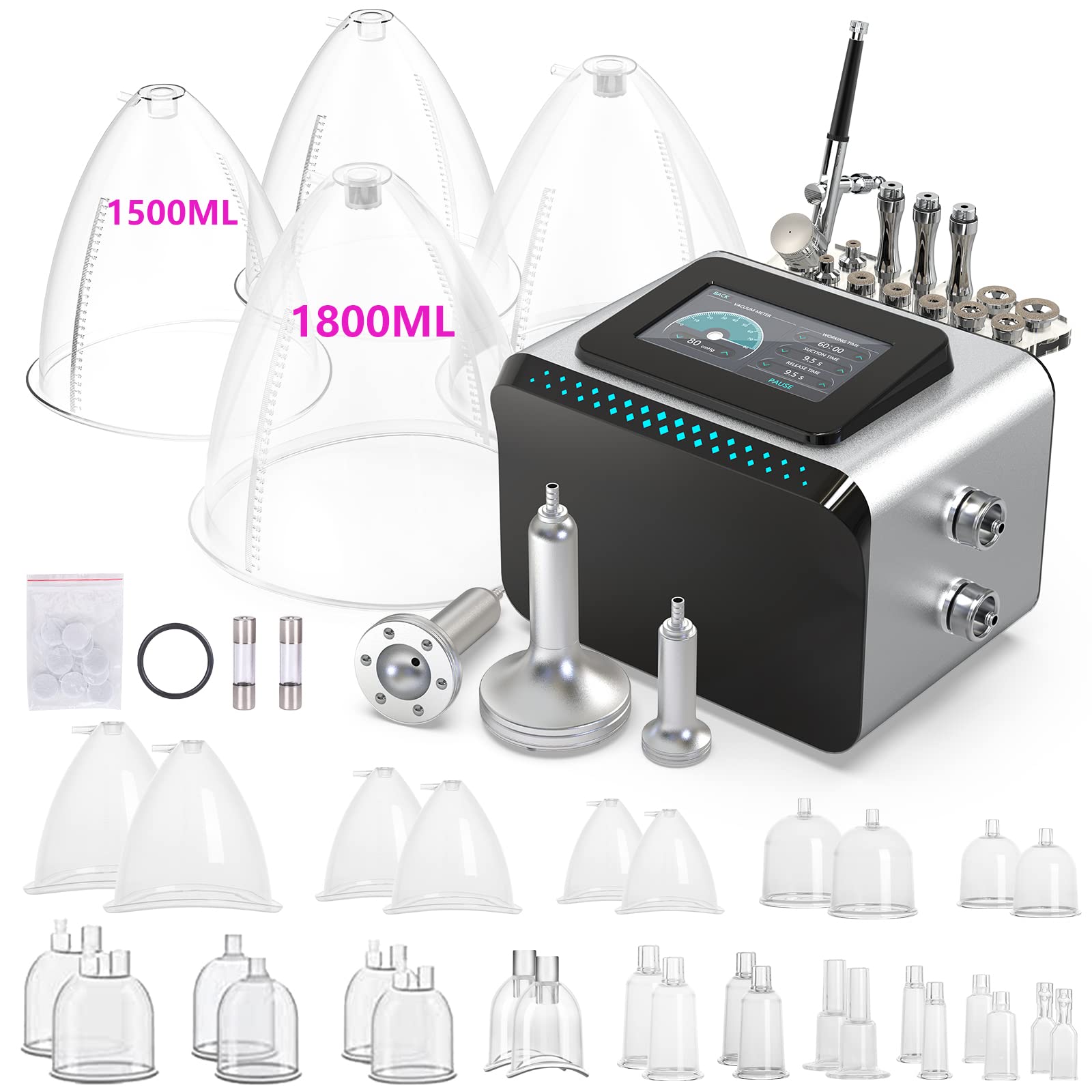 MYSWEETY Vacuum Therapy Machine, 3 in 1 Mutilfunction Cupping Therapy Sets, Professional Facial Skin Care Machine with Spray Gun