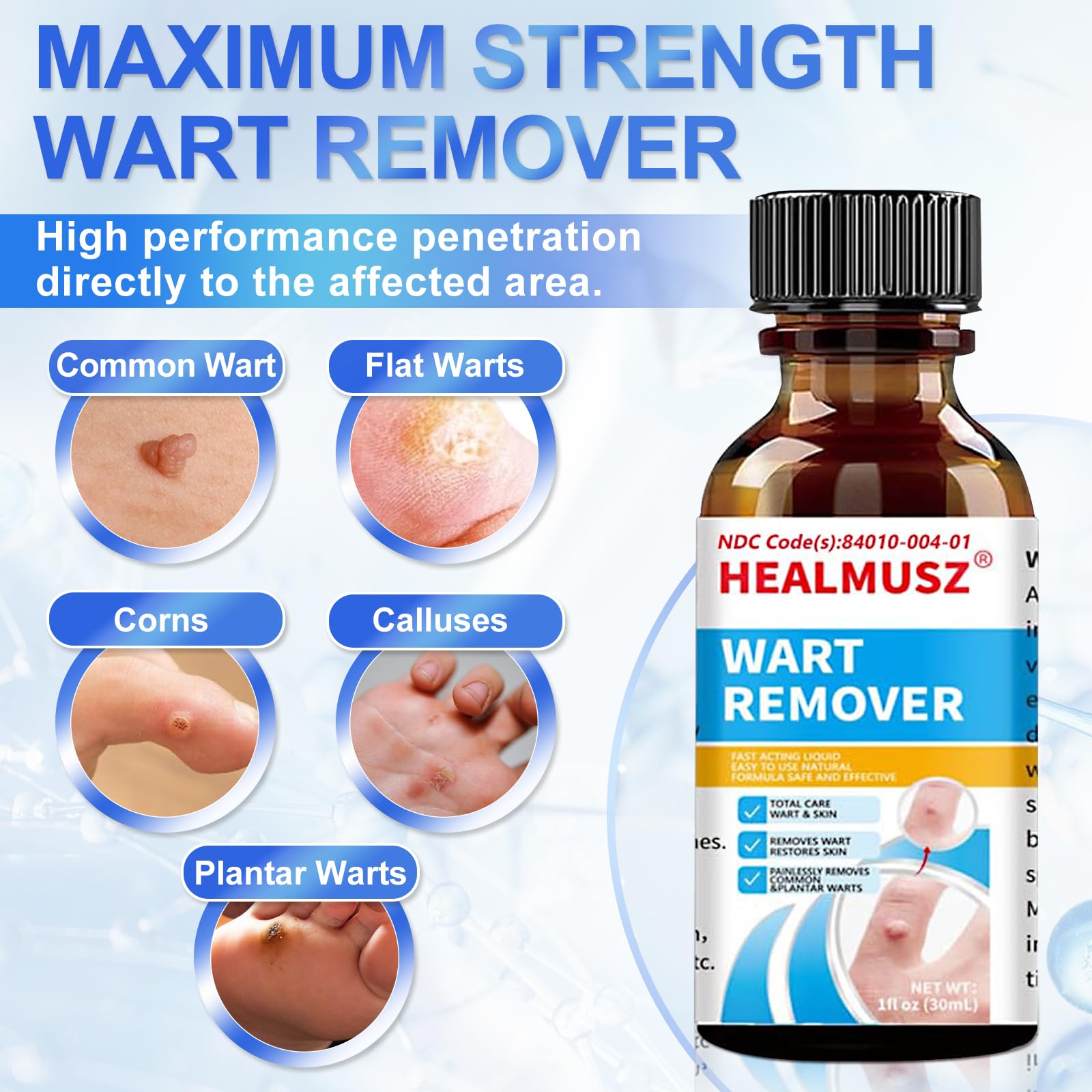 HEALMUSZ Wart Remover Liquid 5% Salicylic Acid Wart Freeze Off Wart Removal,Wart Remover Freeze Off for Genital,H Wa rt,Common,F