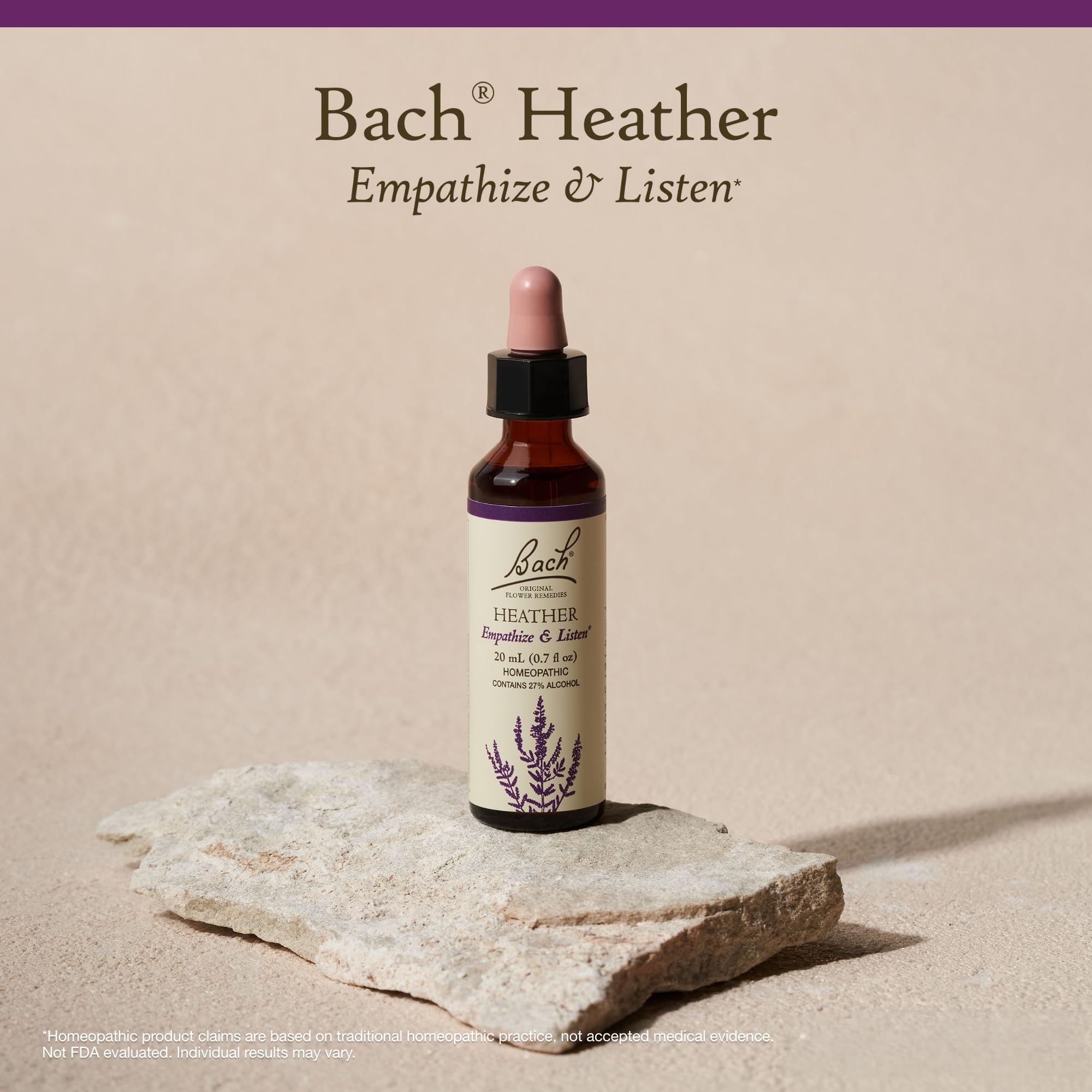 Bach Original Flower Remedies, Heather - Empathize & Listen - Natural Homeopathic Flower Essence for Emotional Balance - Vegan,