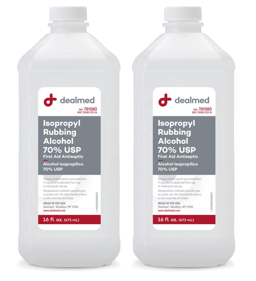 Dealmed Isopropyl Rubbing Alcohol 70% USP, First Aid Antiseptic, 16 fl. oz, (2 Pack)