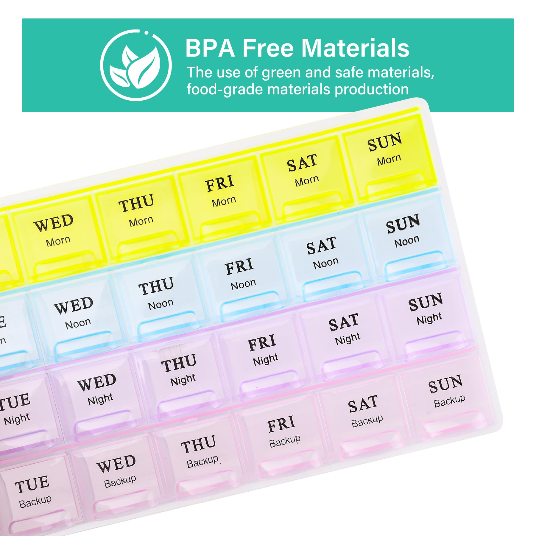 Large Weekly Pill Organizer 4 Times A Day, Medicine Cases,Moisture-Proof 7 Day Pill Box, Travel Pill Cases Portable for Pills Vi