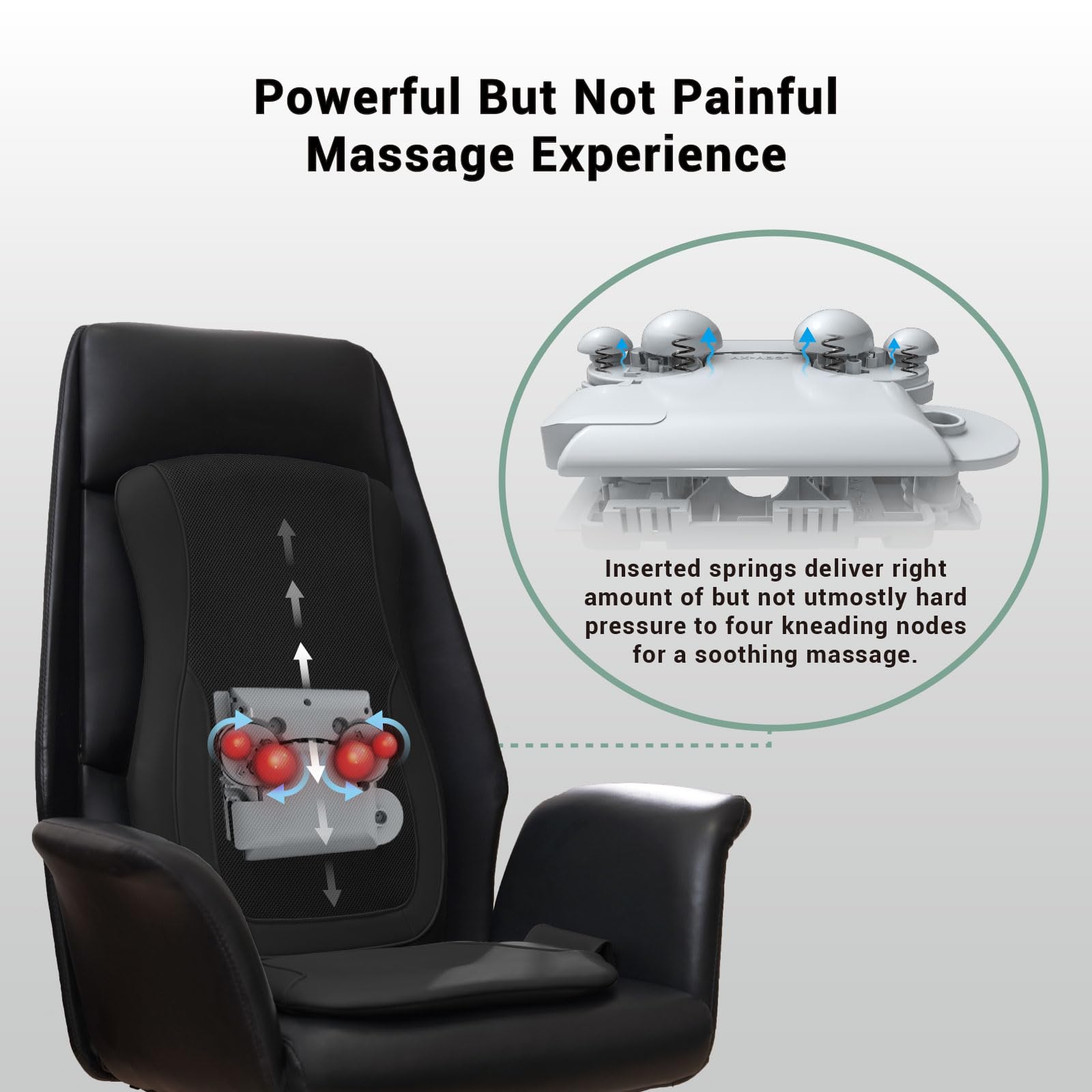 Mynt Black Acupressure Massage Chair Pad with 4 Deep Kneading Nodes, Shiatsu Back Massager for Chair with Heat, Heated Back Mass