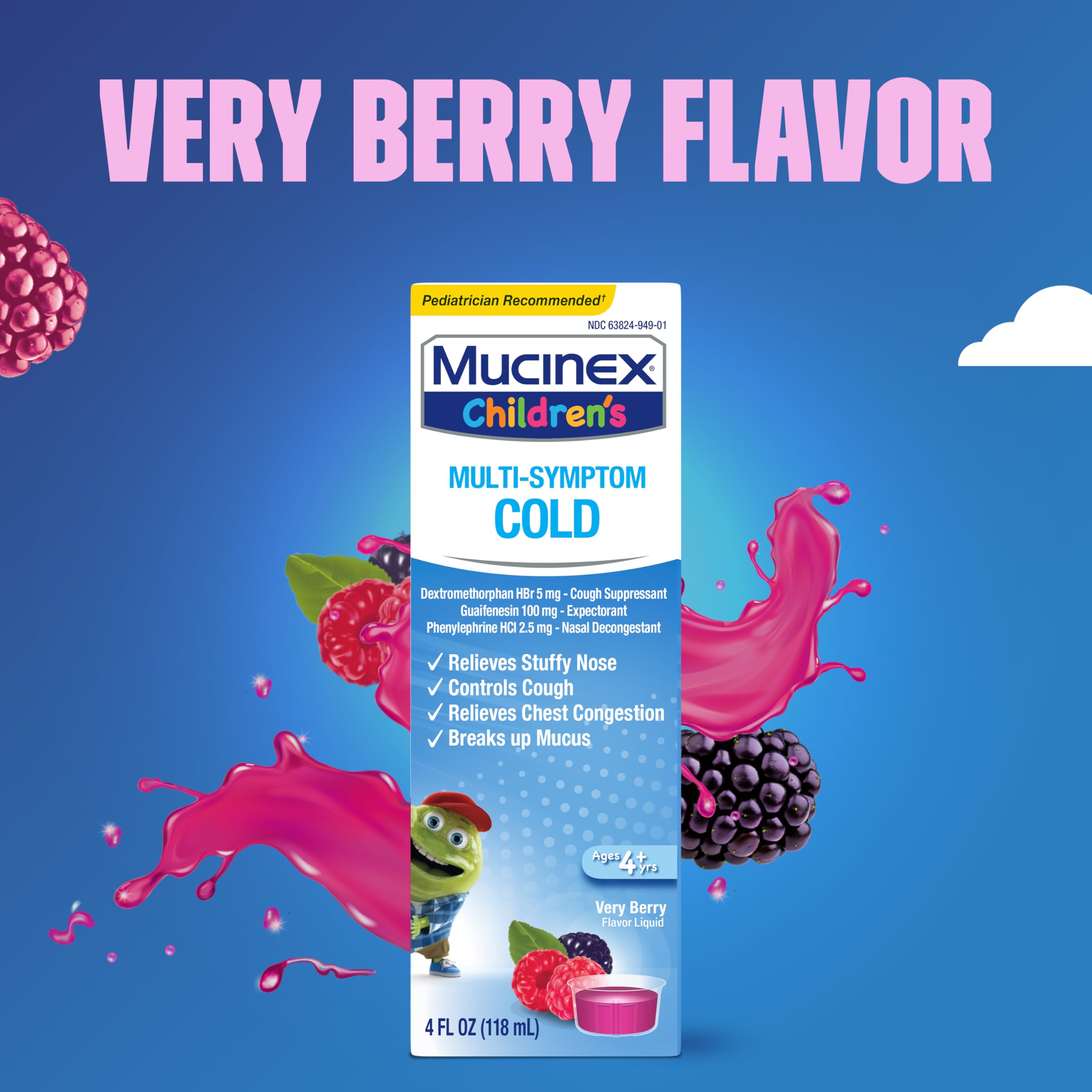 Mucinex Childrens Multi-Symptom Cold Relief Liquid- Relieves Stuffy Nose, Chest Congestion, Cough & Mucus, Expectorant & Cough