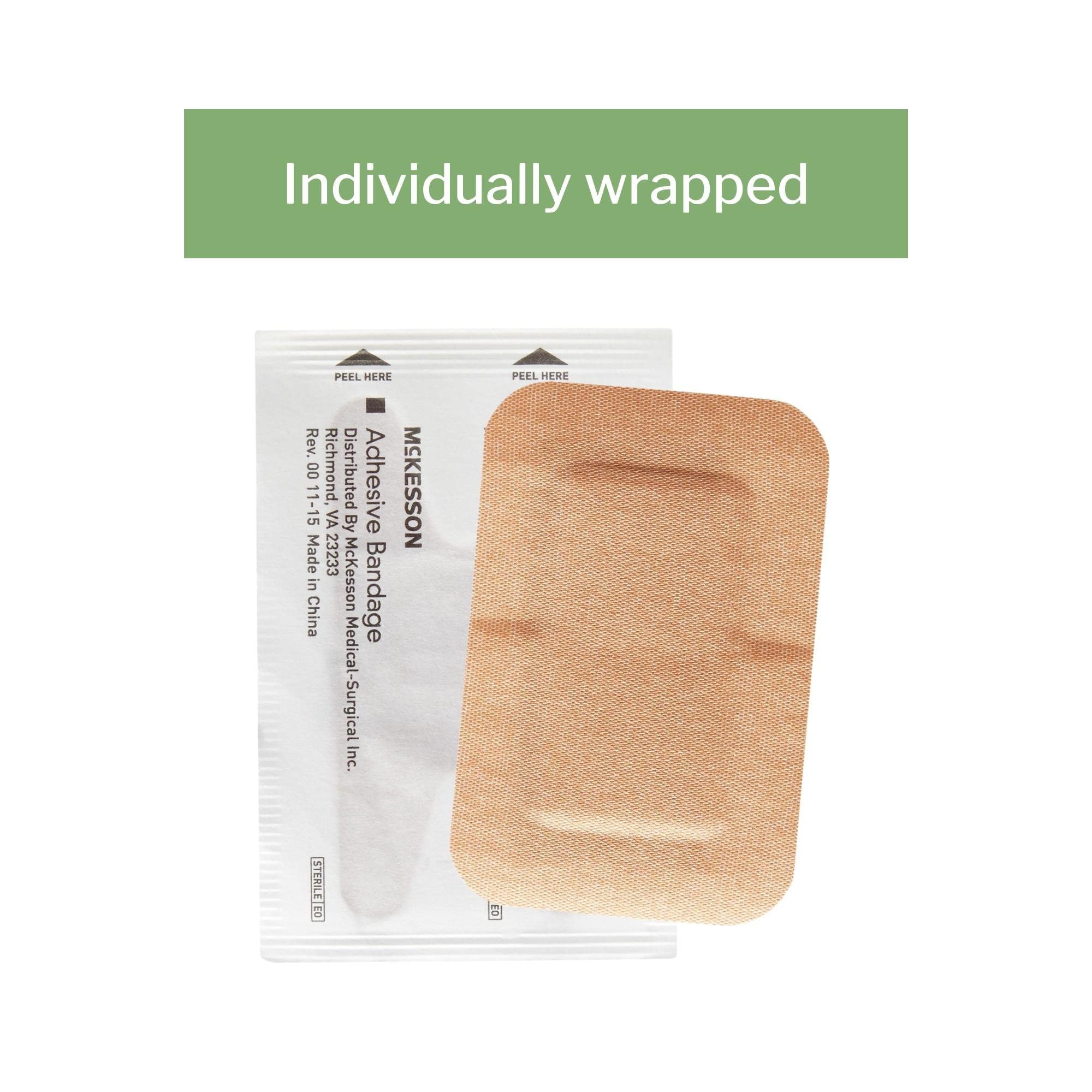 McKesson Adhesive Bandages, Sterile, Fabric Patch, 2 in x 3 in, 50 Count, 2 Packs, 100 Total