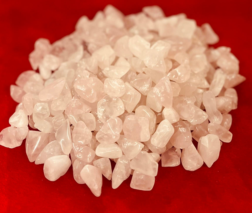 Indian Consigners Natural Crushed Polished Tumbled Gem Stone Chips, Decoration & Healing Crystals (Rose Quartz)