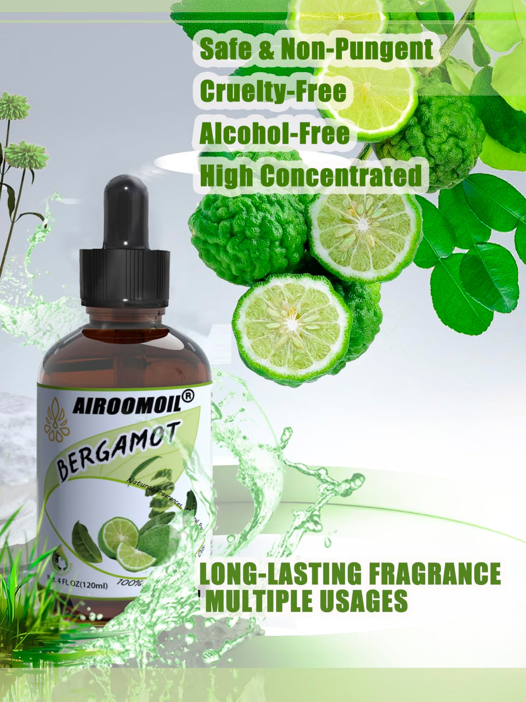 Bergamot Essential Oil Room Spray Pure Citrus Oils Aromatherapy for Natural Diffuser Home, Soap, Candle Making Fall Scents Skin