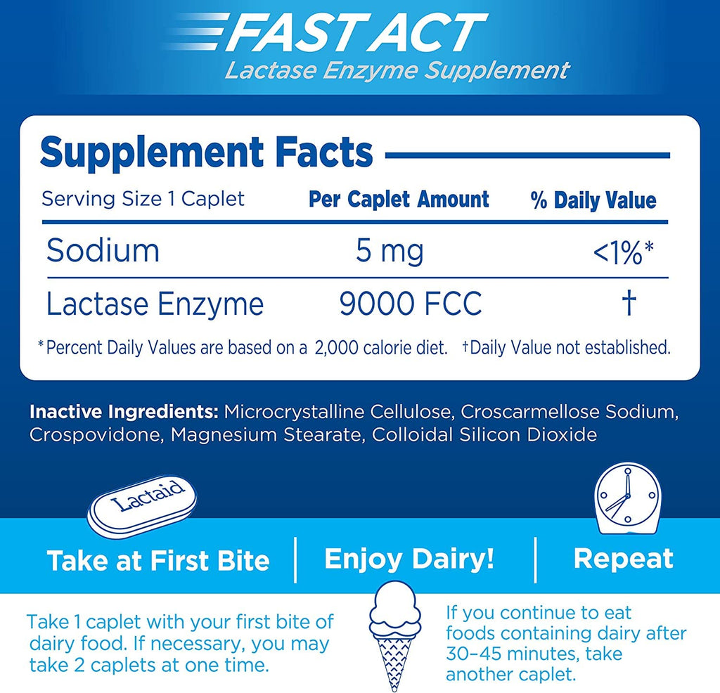 LACTAID Fast Act Caplets 32 Caplets (Pack of 3)