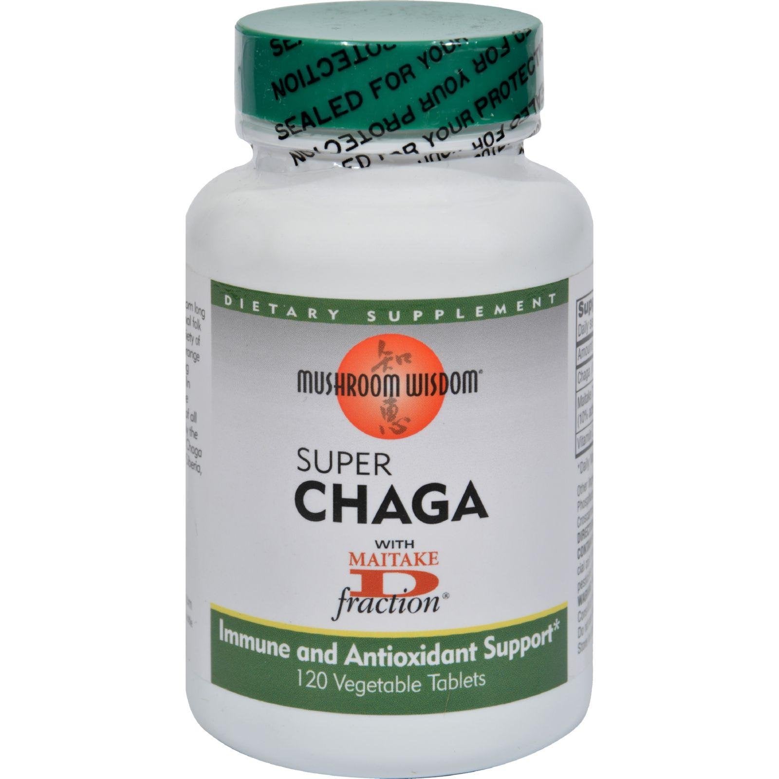 Mushroom Wisdom Super Chaga with Maitake Fraction - 120 Vegetable Tablets