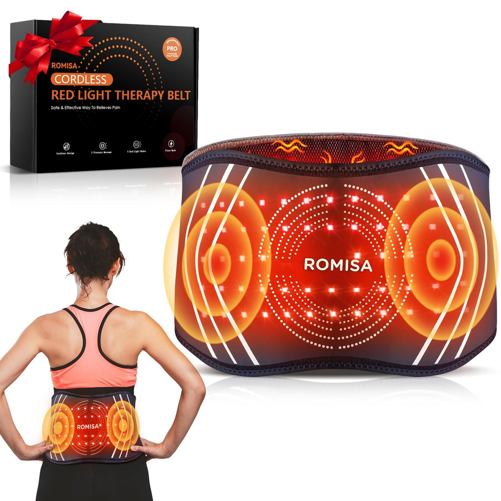 Red Light Therapy Belt & Back Massager for Pain Relief, Infrared Light Therapy Vibration Rechargeable, Red Light Therapy Device 