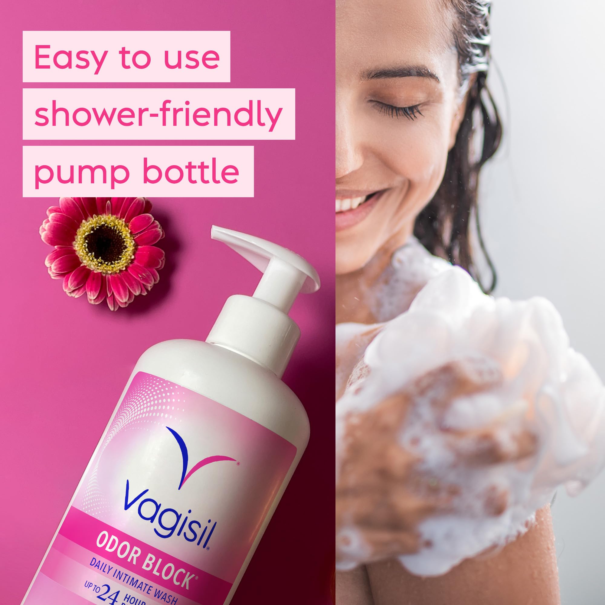Vagisil Feminine Wash for Intimate Area Hygiene, Odor Block, Gynecologist Tested, Hypoallergenic, 16.9 oz with Pump