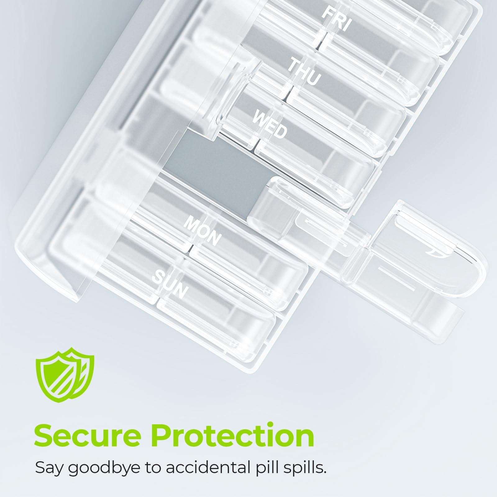 AUVON XL Weekly Pill Organizer 2 Times a Day, Pill Box 7 Day with One-Side Large Openings for Easy to Use, White AM PM Pill Case
