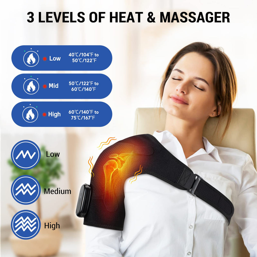 Heated Shoulder Brace for Women Men, Shoulder Massager Shoulder Heating Pad for Neck and Shoulder Deep Issue