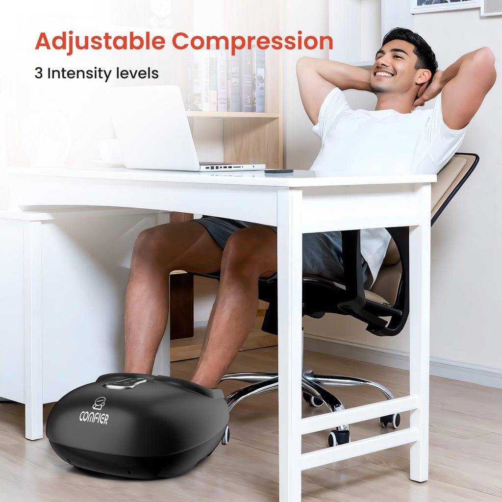 COMFIER 2024 Upgrade Shiatsu Foot Massager with Remote Control, Pause Function, Heat, Compression, Vibration for Neuropathy, Pla