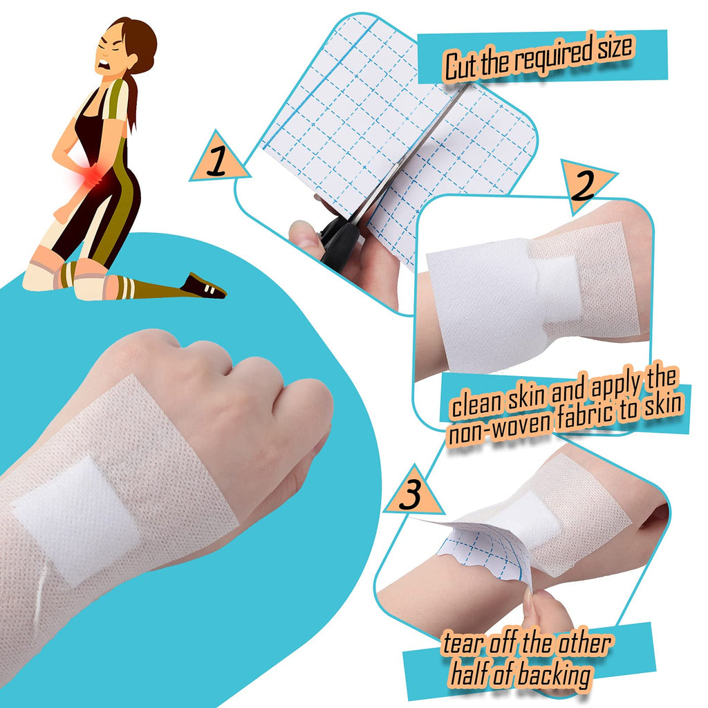 Nuanchu 2 Rolls Non-Woven Stretch Tape Breathable Bandage Tape Cohesive Wrap Roll Film (White,4 Inch X 10.94 Yard)