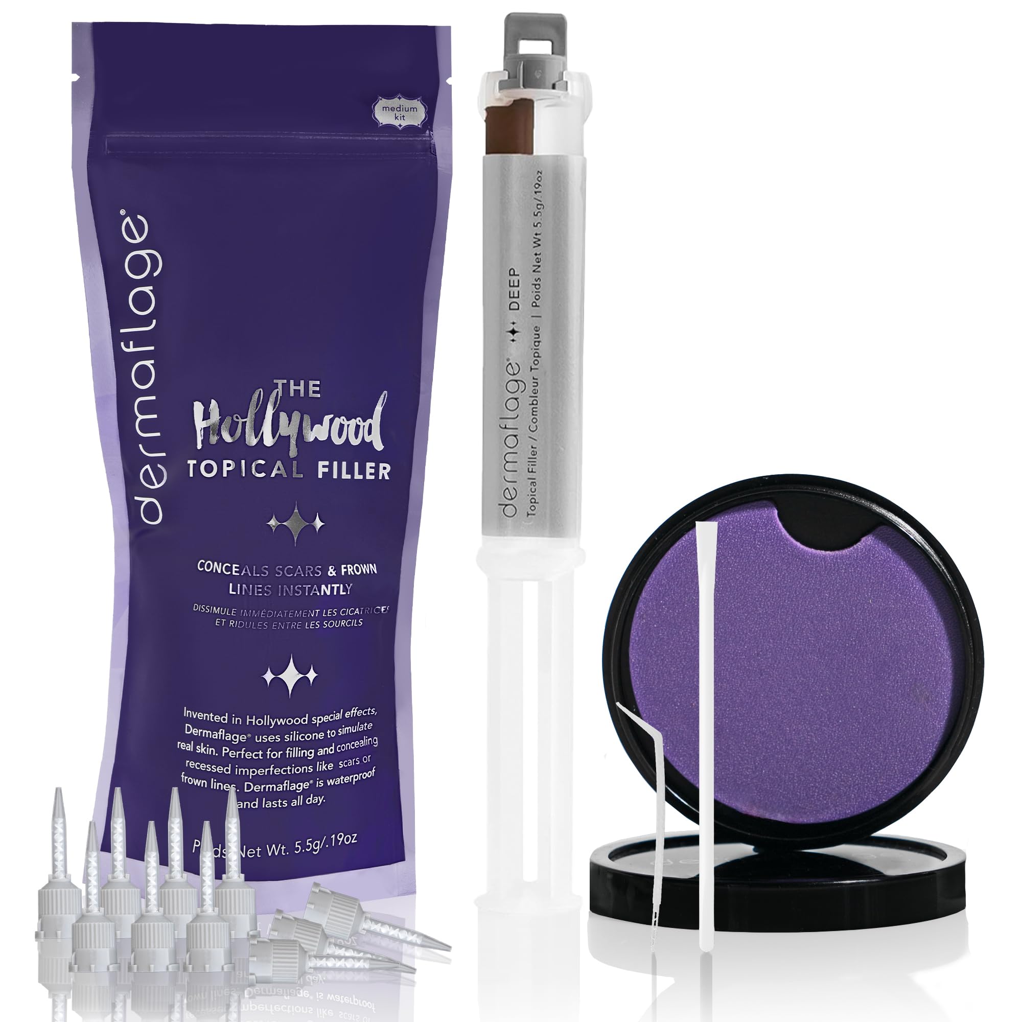 Dermaflage Scar Filler Kit  Deep  Deep Scar Cover and Waterproof Concealer for Acne Scars Wrinkles, and Ice Pick Scars Makeup,