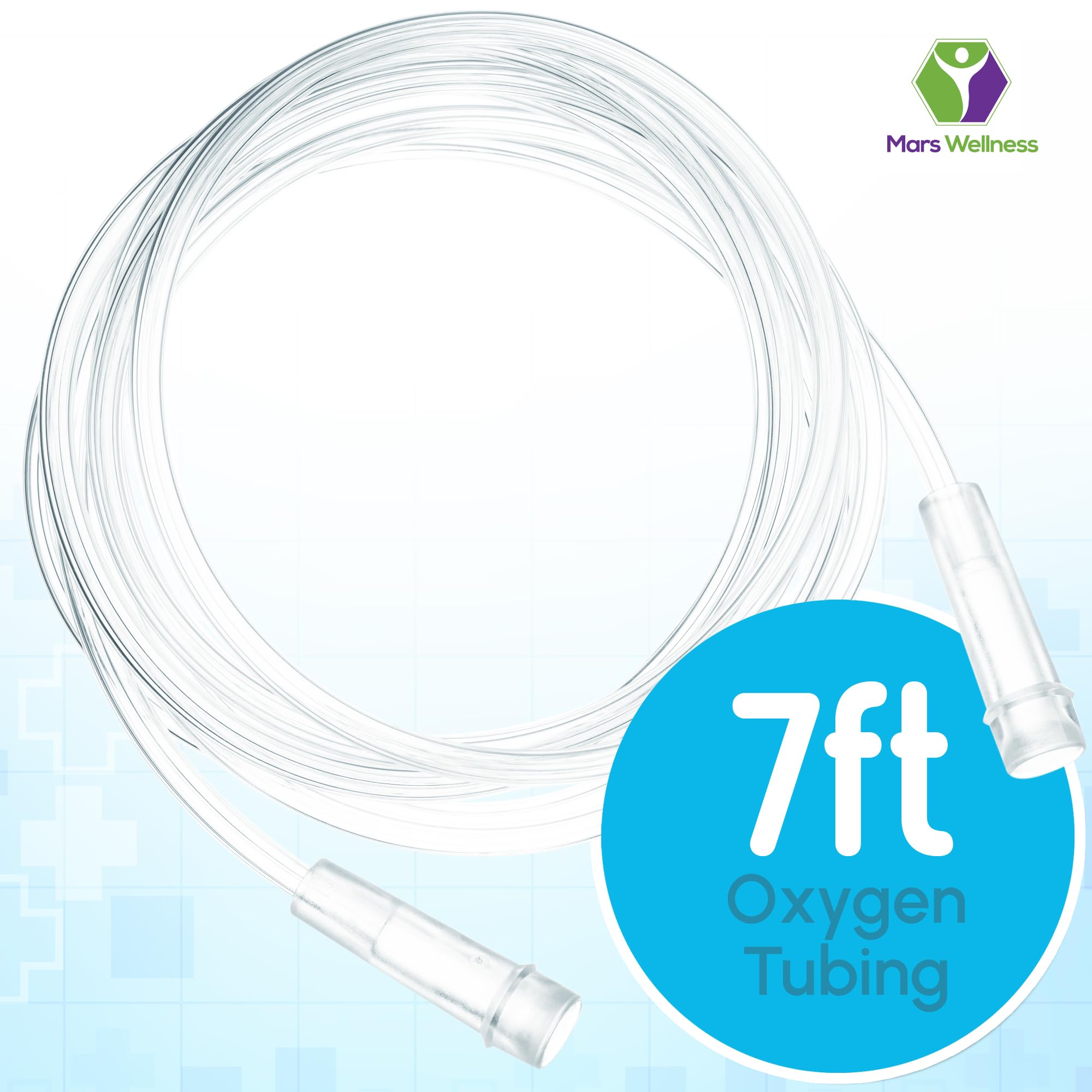 Mars Wellness Oxygen Tubing - Premium Clear Crush Resistant Oxygen Tubes - 7 Foot - 3 Tubes