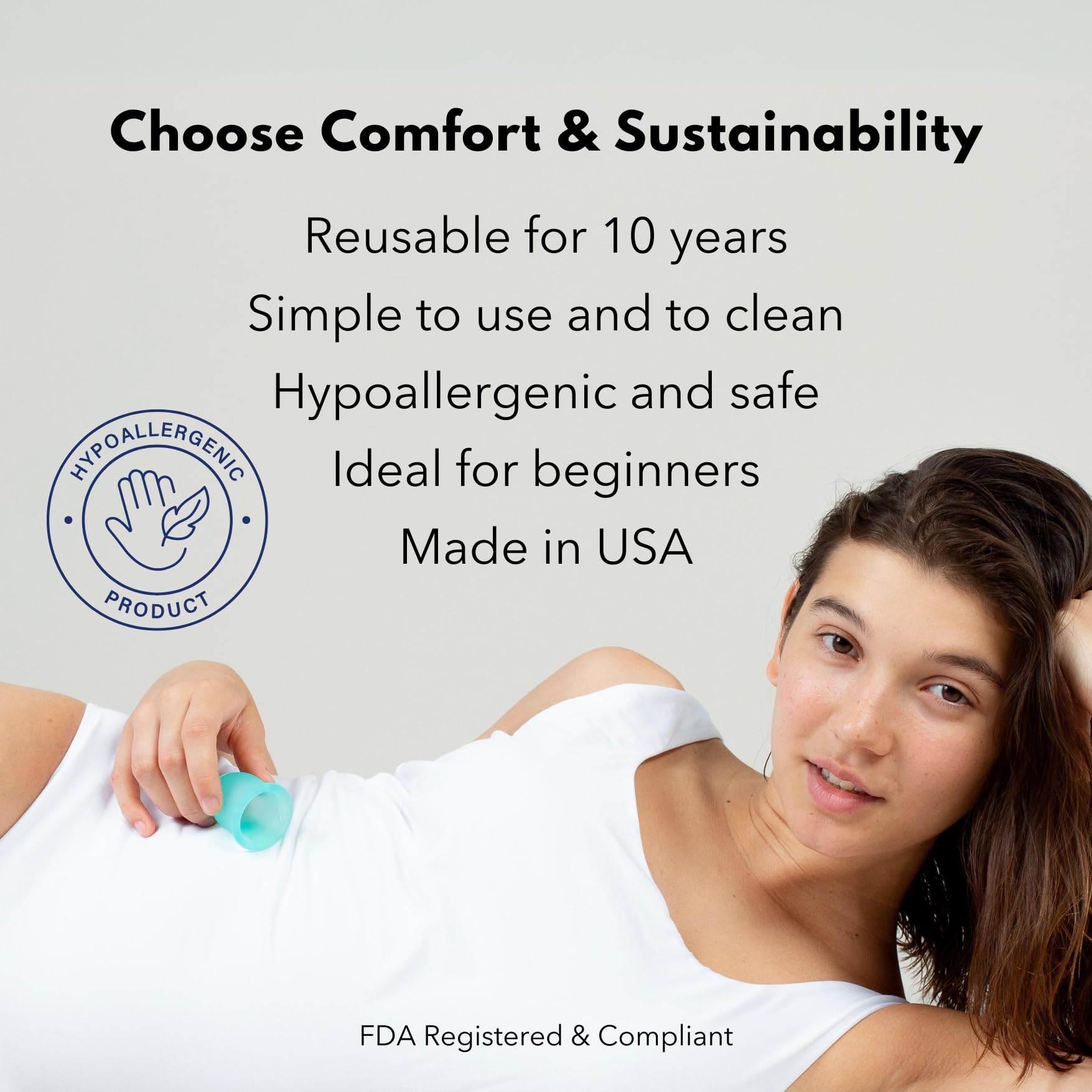 Lena Menstrual Cups, Reusable Period Cup, Tampons,Period Underwear and Pads Alternative, Feminine Care, FSA HSA Eligible, Silico