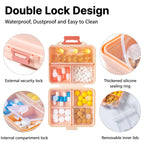 1 Pack Travel Pill Organizer,Portable Daily Pill Box,7 Grid Compartments Weekly Pill Case with Lables,Mini Medicine Organizer Bo