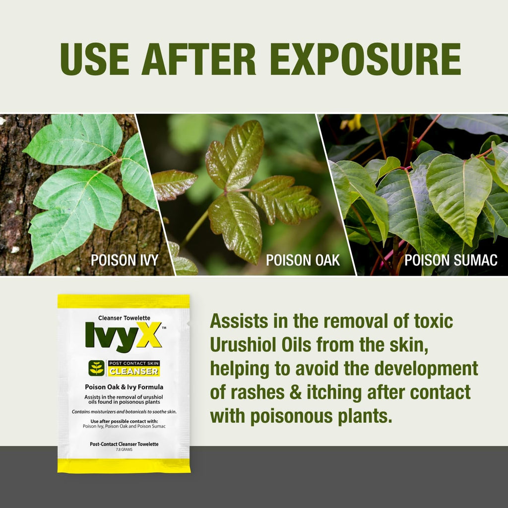 CoreTex Ivy X Post-Contact Poison Ivy Wipes - Pack of 100 Single-Use Treatment Wipes to Assist in Removal of Rashes - Also Works