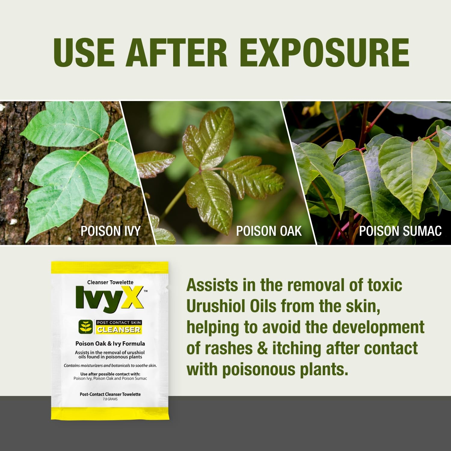 CoreTex Ivy X Post-Contact Poison Ivy Wipes - Pack of 100 Single-Use Treatment Wipes to Assist in Removal of Rashes - Also Works