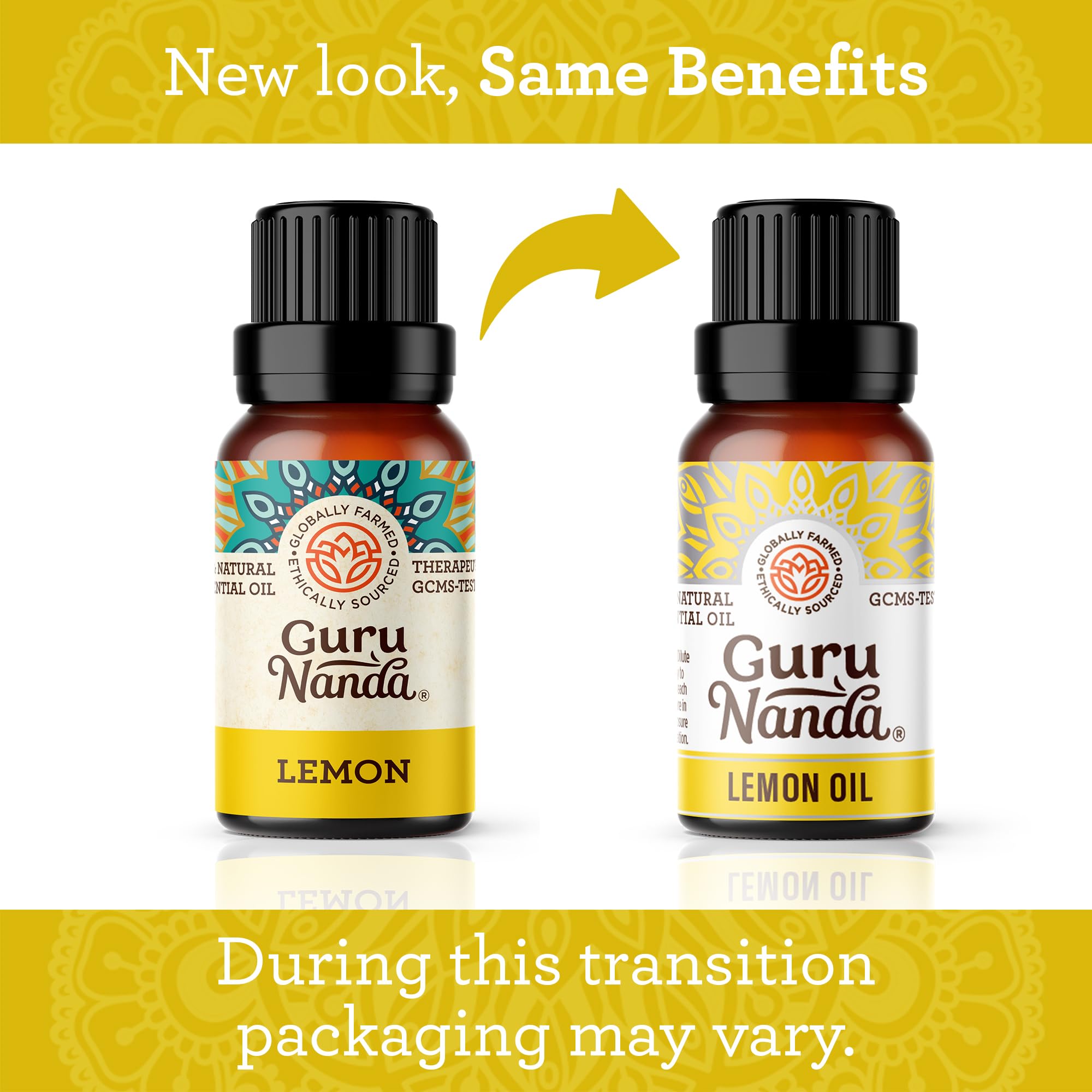 GuruNanda Lemon Essential Oil - 100% Pure, Natural, Undiluted Aromatherapy Oil for Diffusers, Massage & DIY Recipes - Fresh Citr